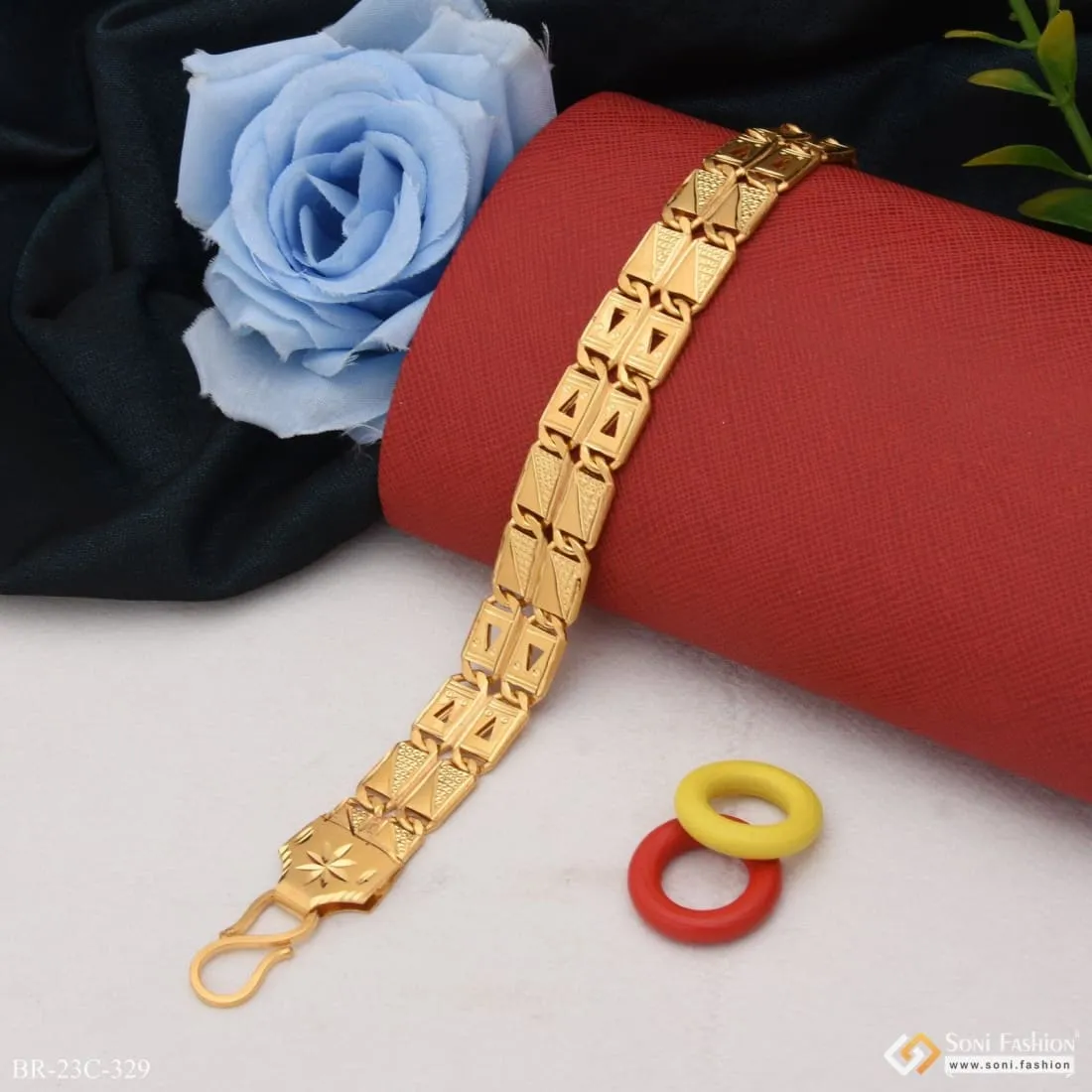 1 Gram Gold Plated 2 Line Triangle Nawabi Bracelet - Style C329