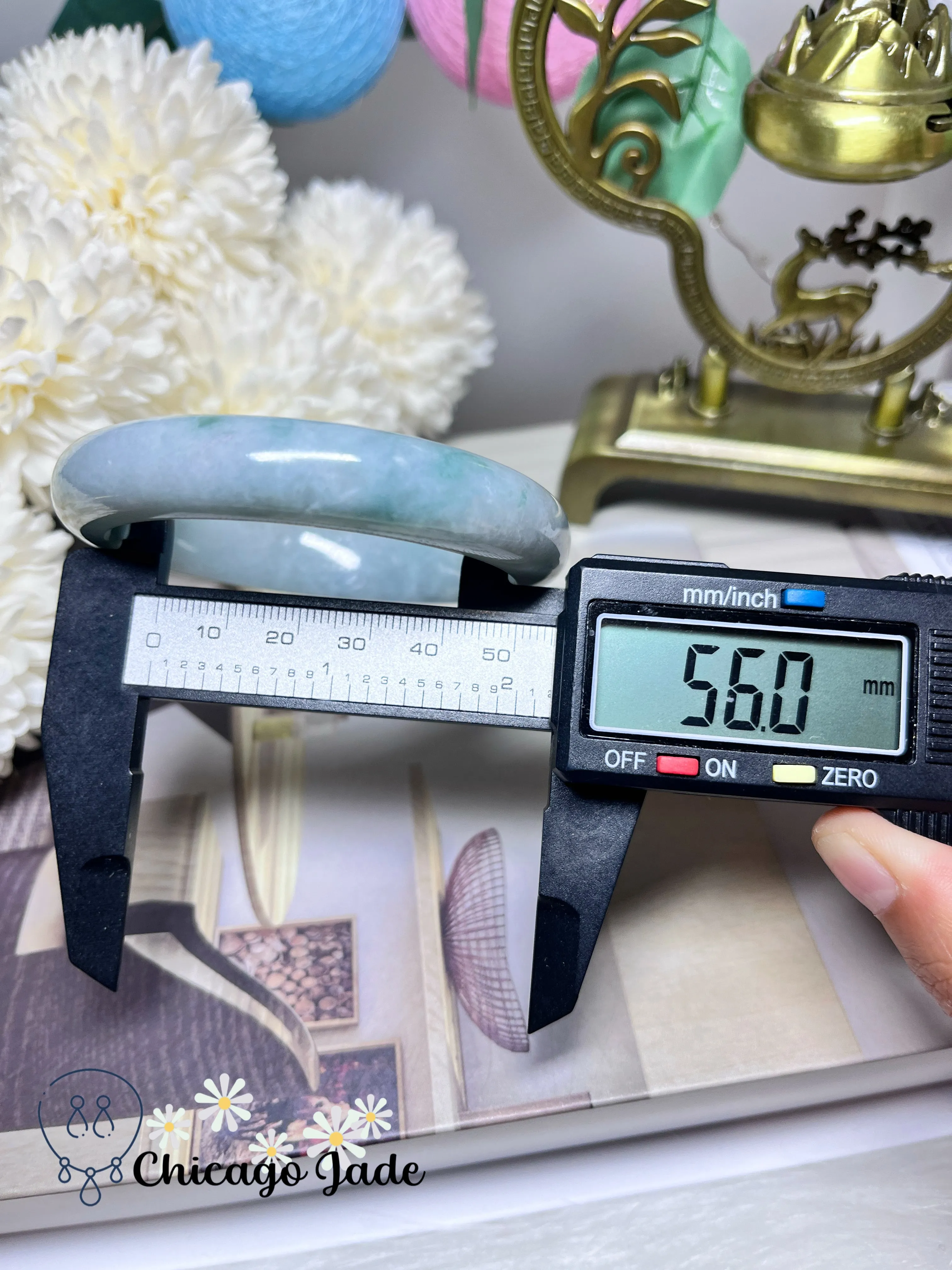 56mm Size M Perfect Apple Green No Cracks or Chips Full Green Natural Jadeite Jade Feicui Bangle Bracelet Handmade Gift