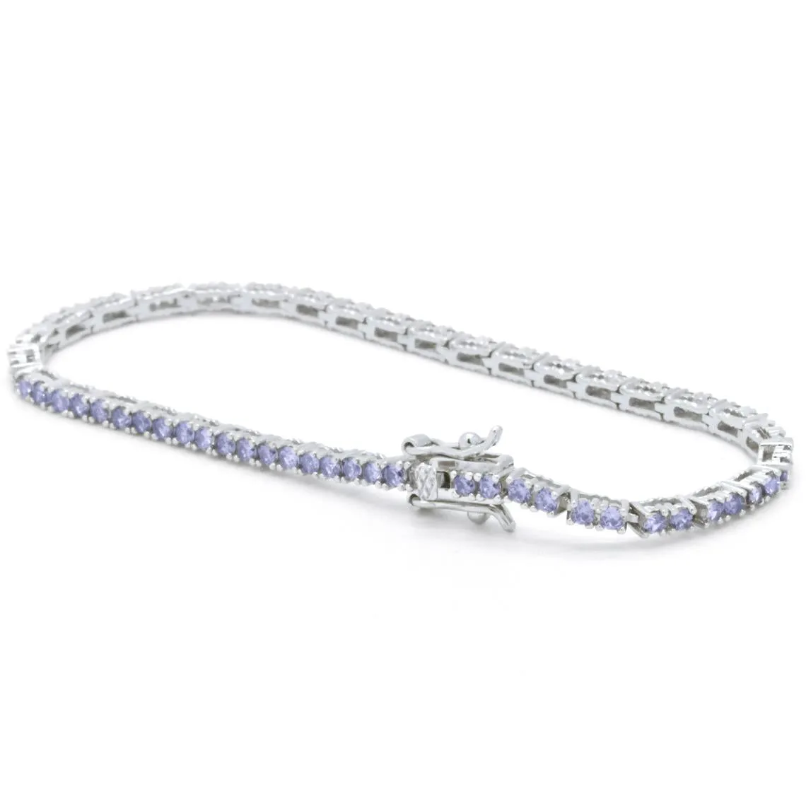 925 Sterling Silver Round Cut Lavender Purple Amethyst Tennis Bracelet