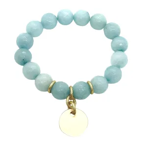 Amazonite Jade Matte Gold Charm Stretch Bracelet
