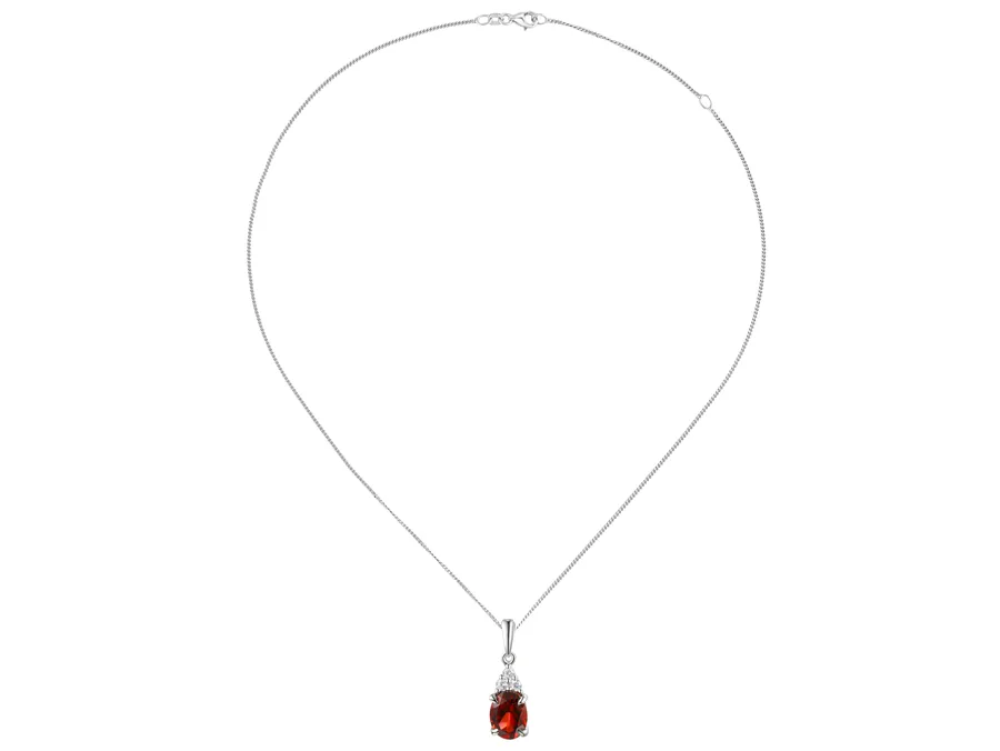 Amore Argento Silver Garnet & CZ Cluster Necklace
