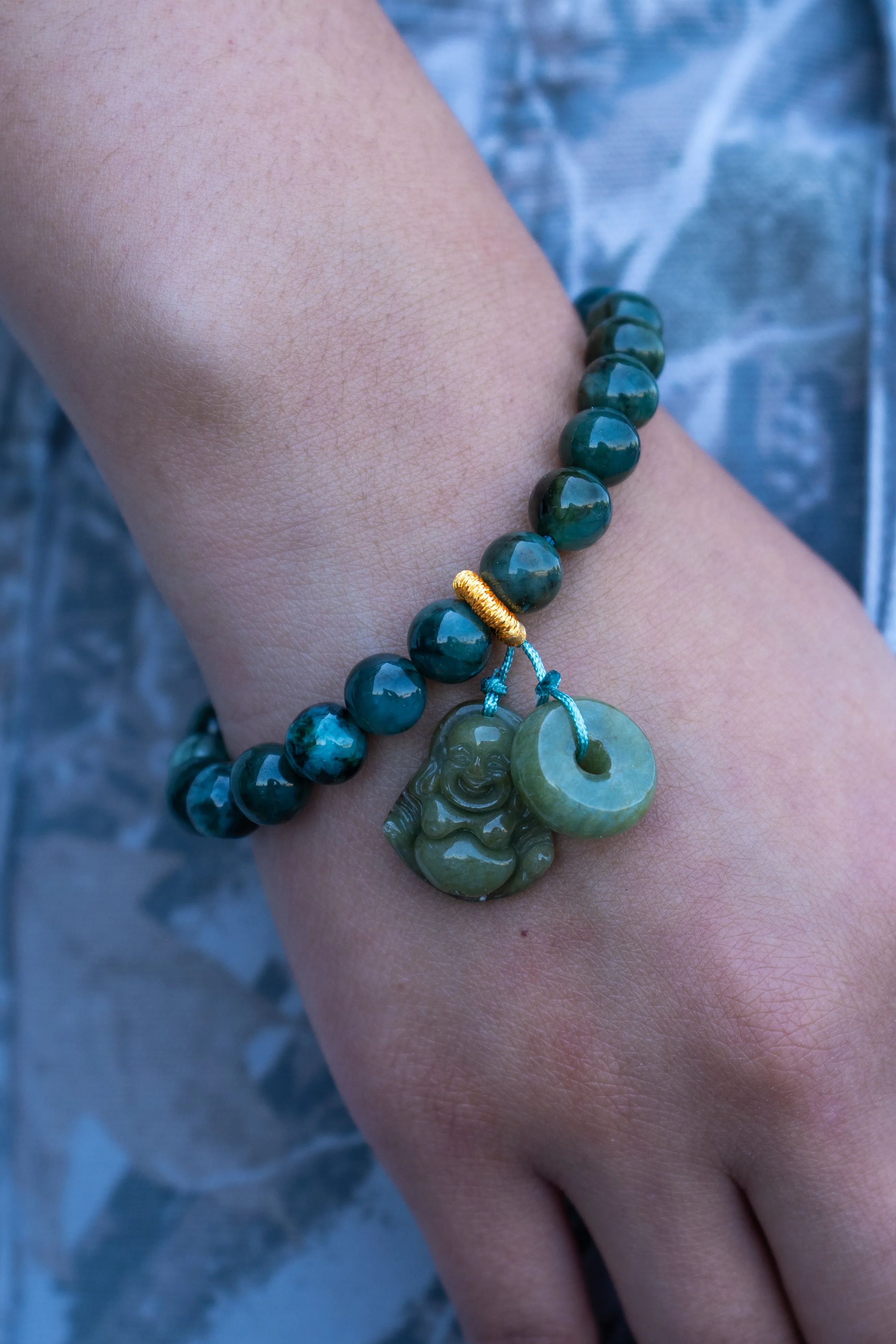 Beaded Buddha Jade Bracelet