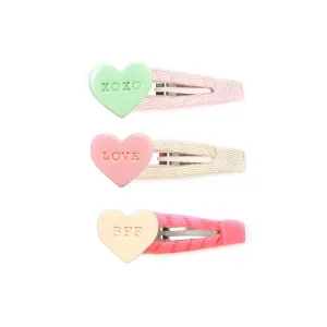 Candy Heart Fabric Snap Clips