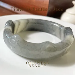 Certified Genuine Qinghua Hetian Jade nephrite jade kitty Bracelet bangle - 60mm inner diameter