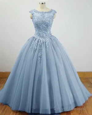 Charming Blue Sweet 16 Dress Tulle Lace Ball Gown Quinceanera Dress