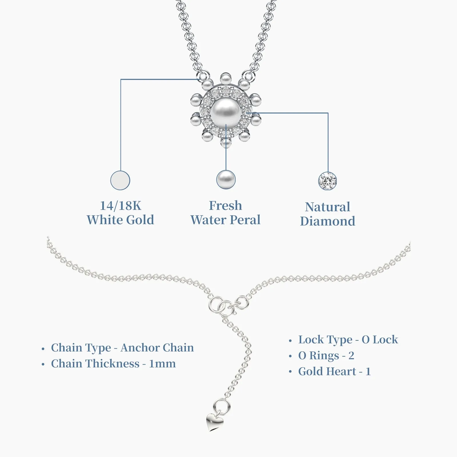 Charming Diamond Pearl Necklace