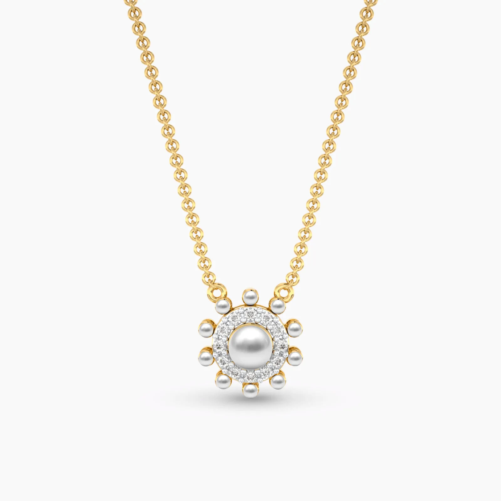 Charming Diamond Pearl Necklace