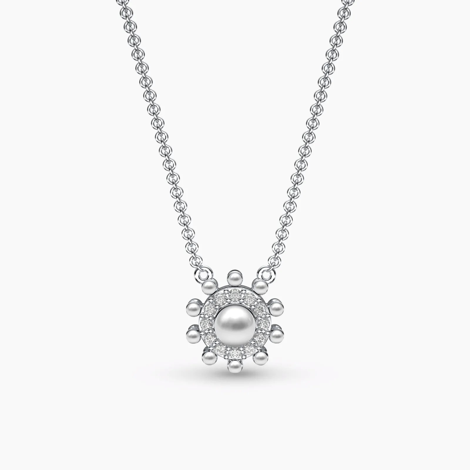 Charming Diamond Pearl Necklace