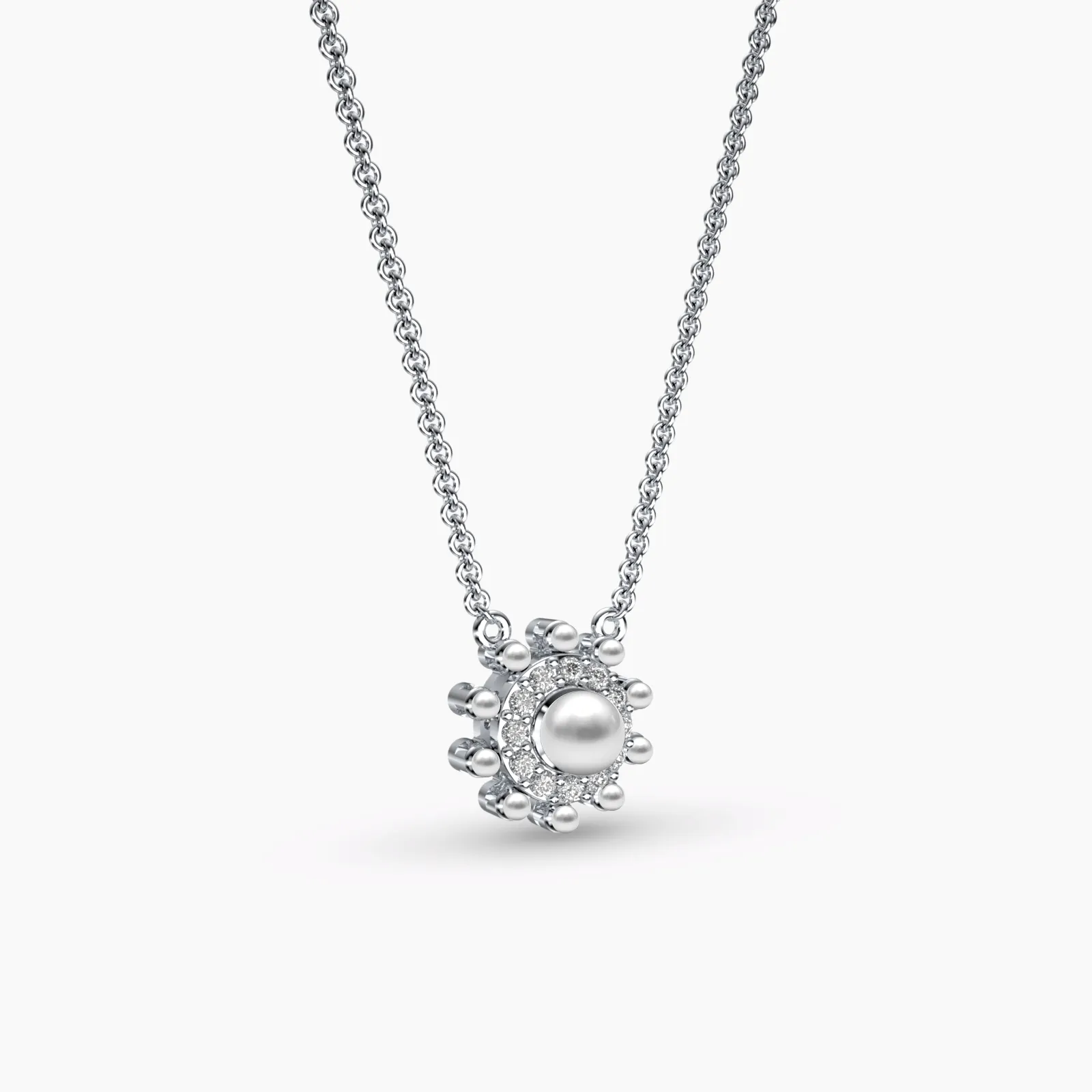 Charming Diamond Pearl Necklace