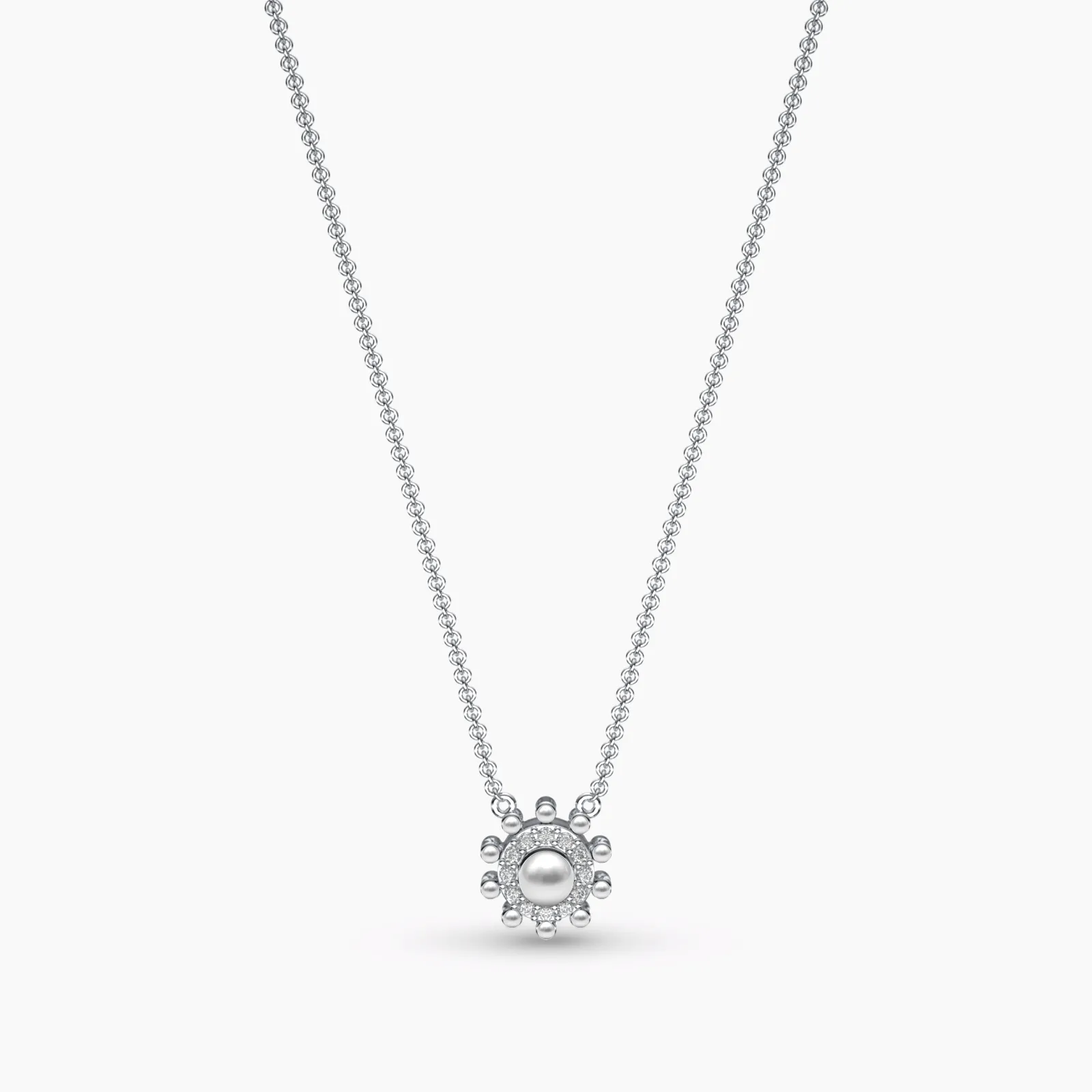 Charming Diamond Pearl Necklace