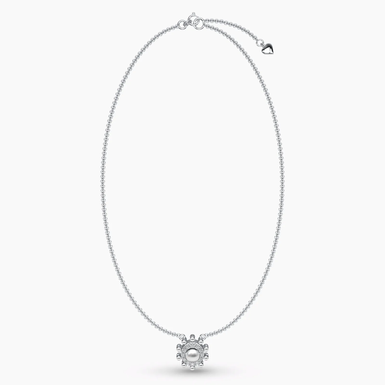 Charming Diamond Pearl Necklace