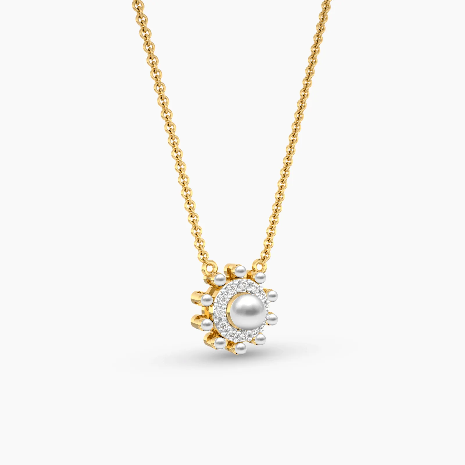 Charming Diamond Pearl Necklace