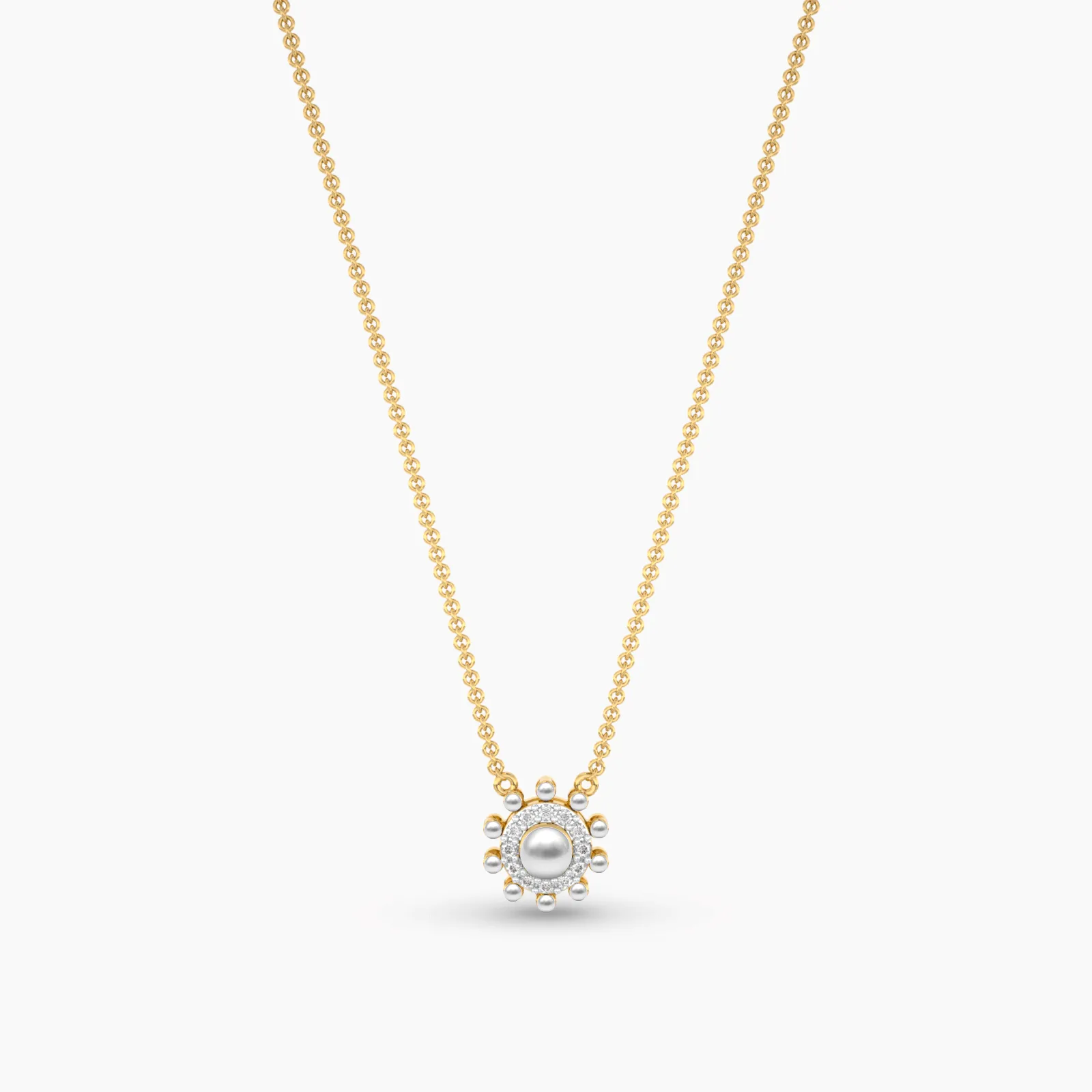 Charming Diamond Pearl Necklace