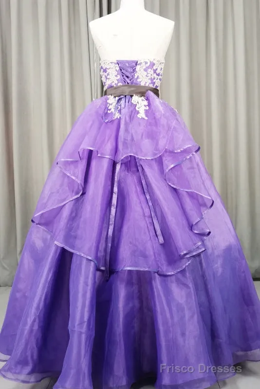 Charming Handmade Organza Purple Sweet 16 Gown, Party Dress