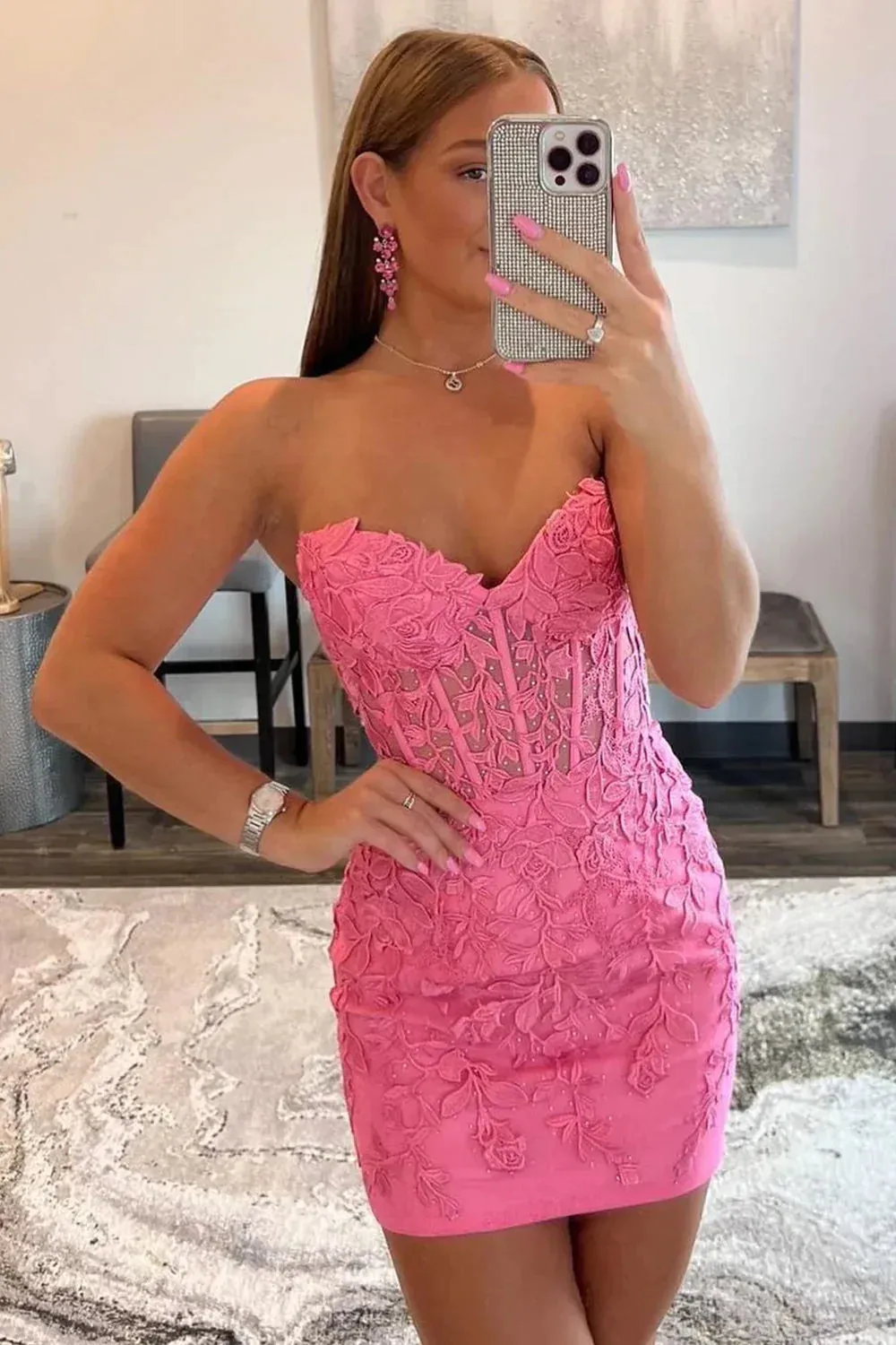 Charming Homecoming Dress Sweetheart Lace Up Short Graduation Dress with Appliques