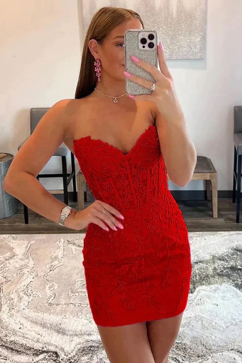 Charming Homecoming Dress Sweetheart Lace Up Short Graduation Dress with Appliques