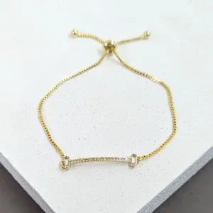 Crystal encrusted bar with baguette ends friendship bracelet