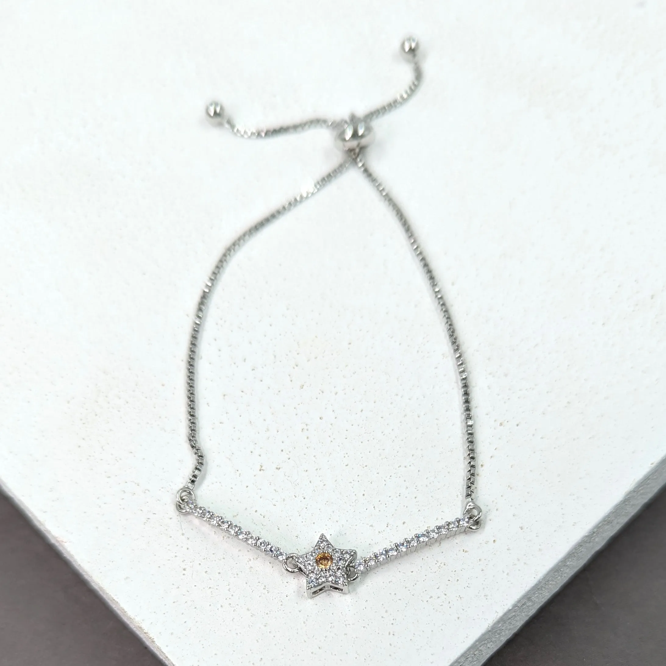 Crystal encrusted mini star and bars friendship bracelet