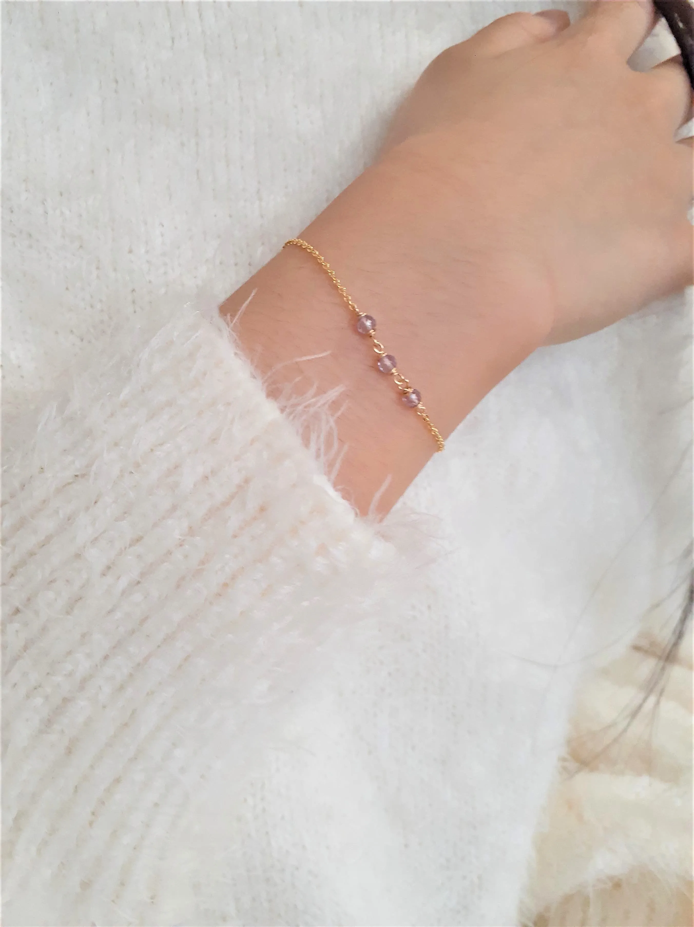 Dainty Pink Amethyst Bracelet