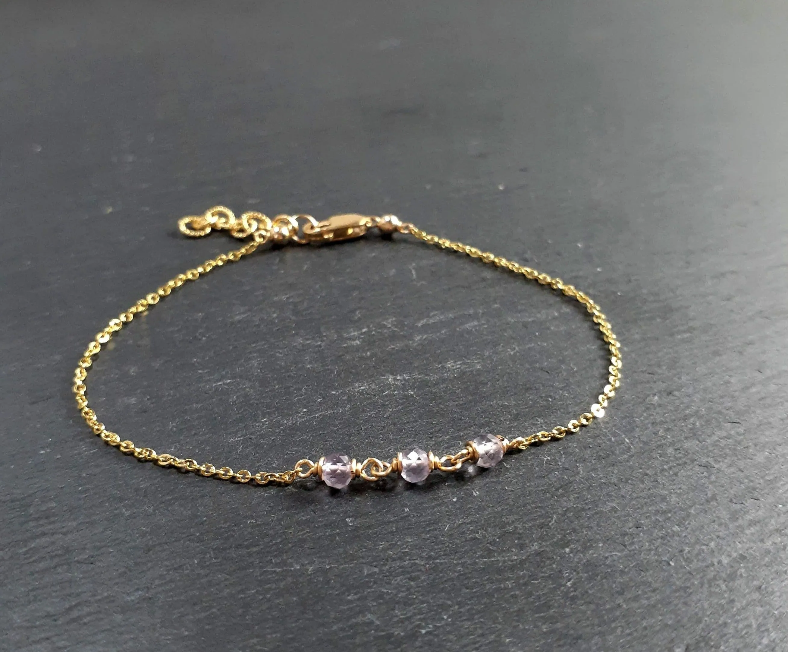 Dainty Pink Amethyst Bracelet