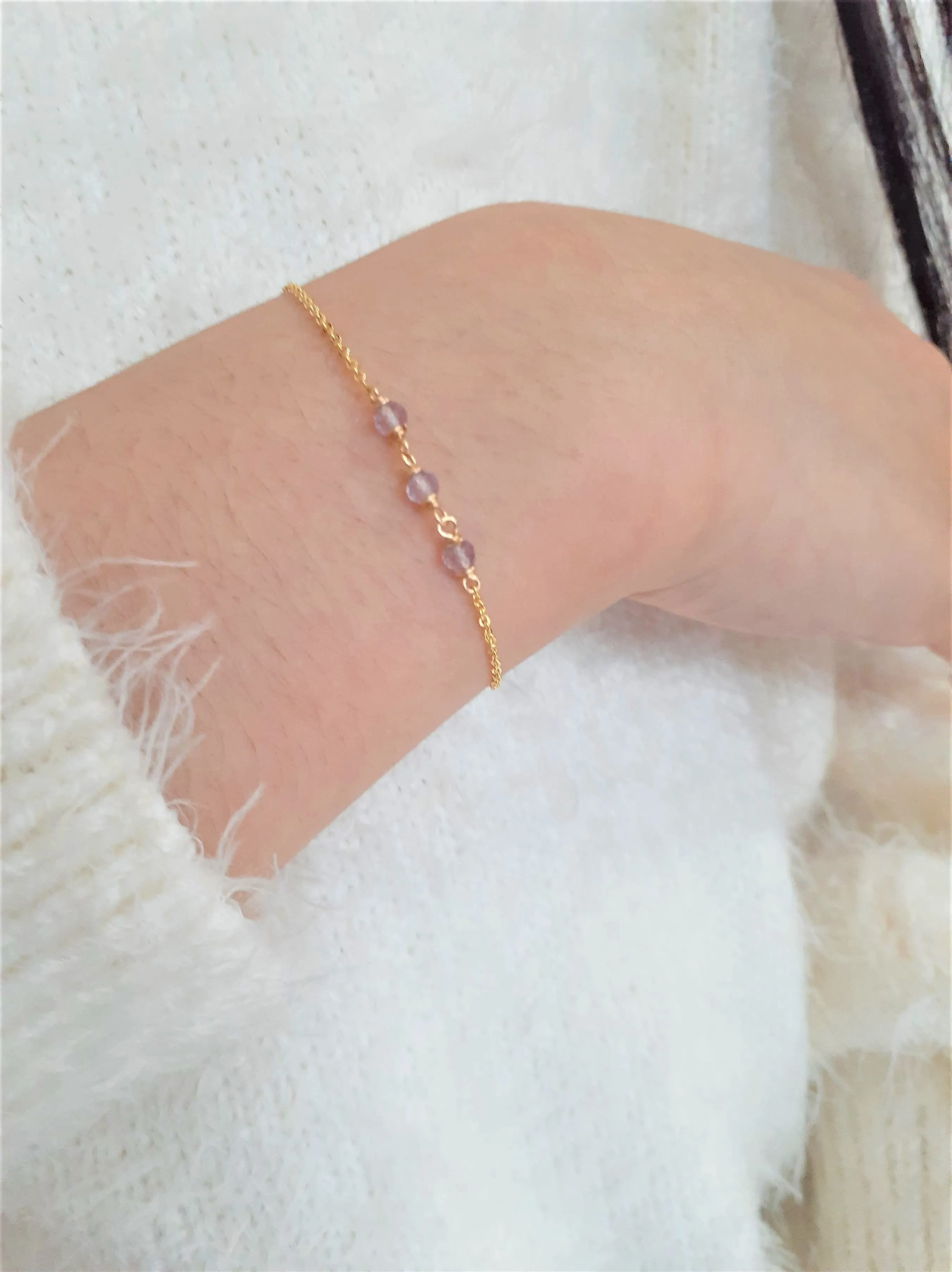 Dainty Pink Amethyst Bracelet