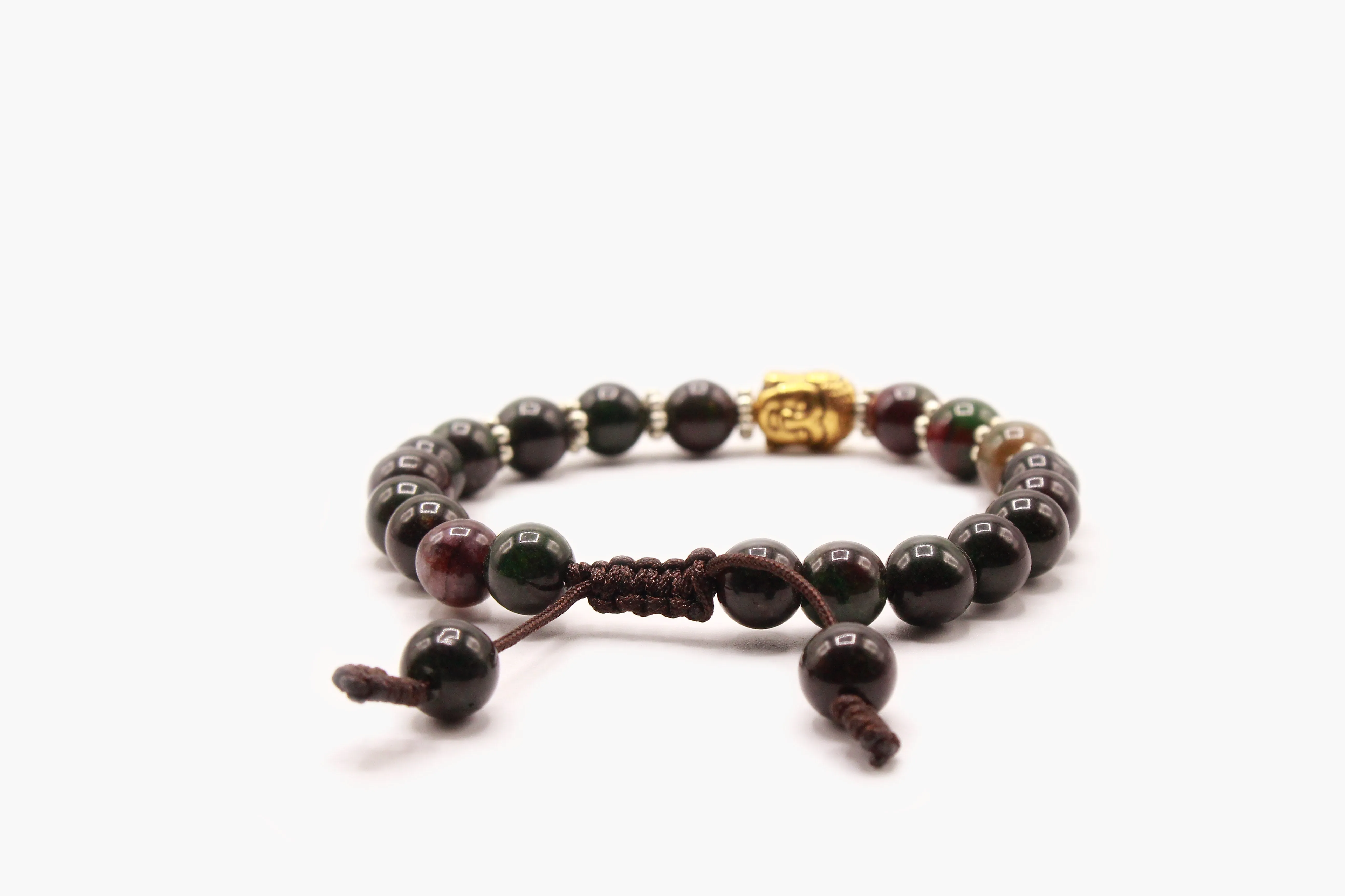 Dark Green Jade Stone Buddha Face Bracelet