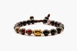 Dark Green Jade Stone Buddha Face Bracelet