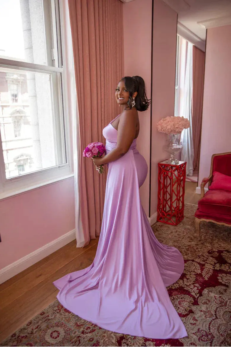 Dress Elegant Satin One Shoulder Bridesmaid Dress Charming Evening Party Dress