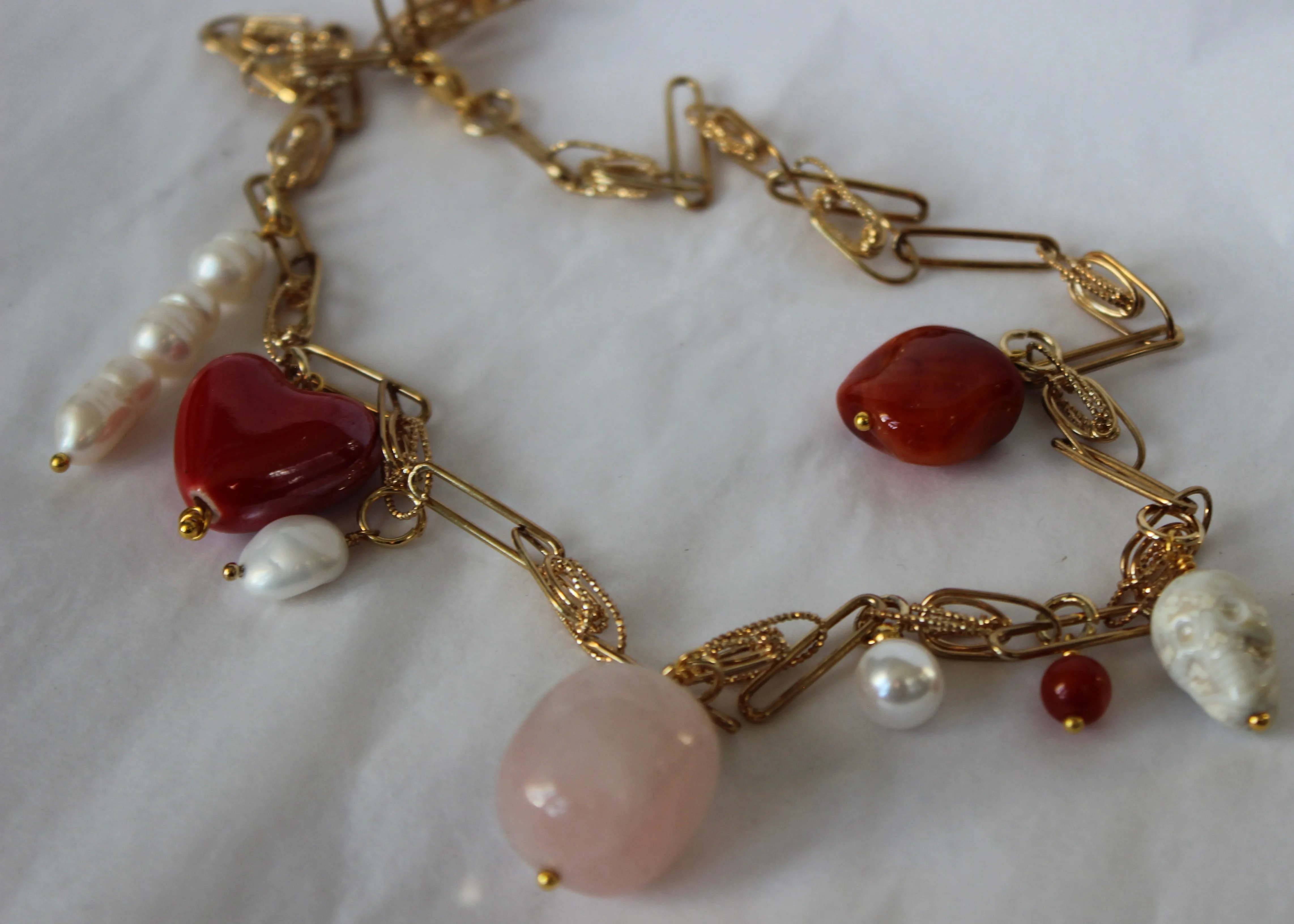 Gold Chain Necklaces with Crystal Charms