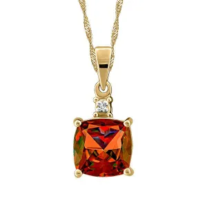 Gold Diamond and Garnet Pendant