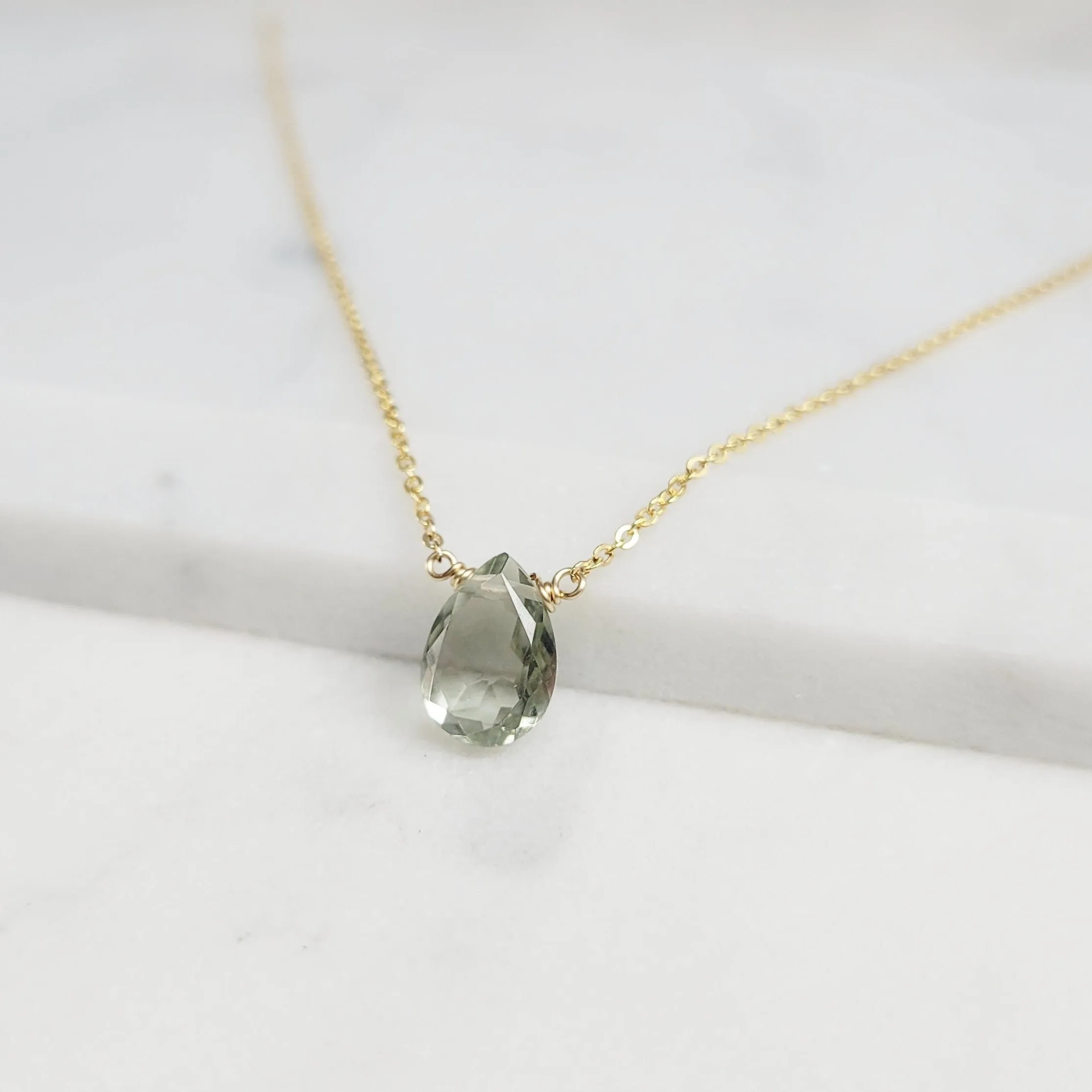 Green Amethyst Briolette Necklace