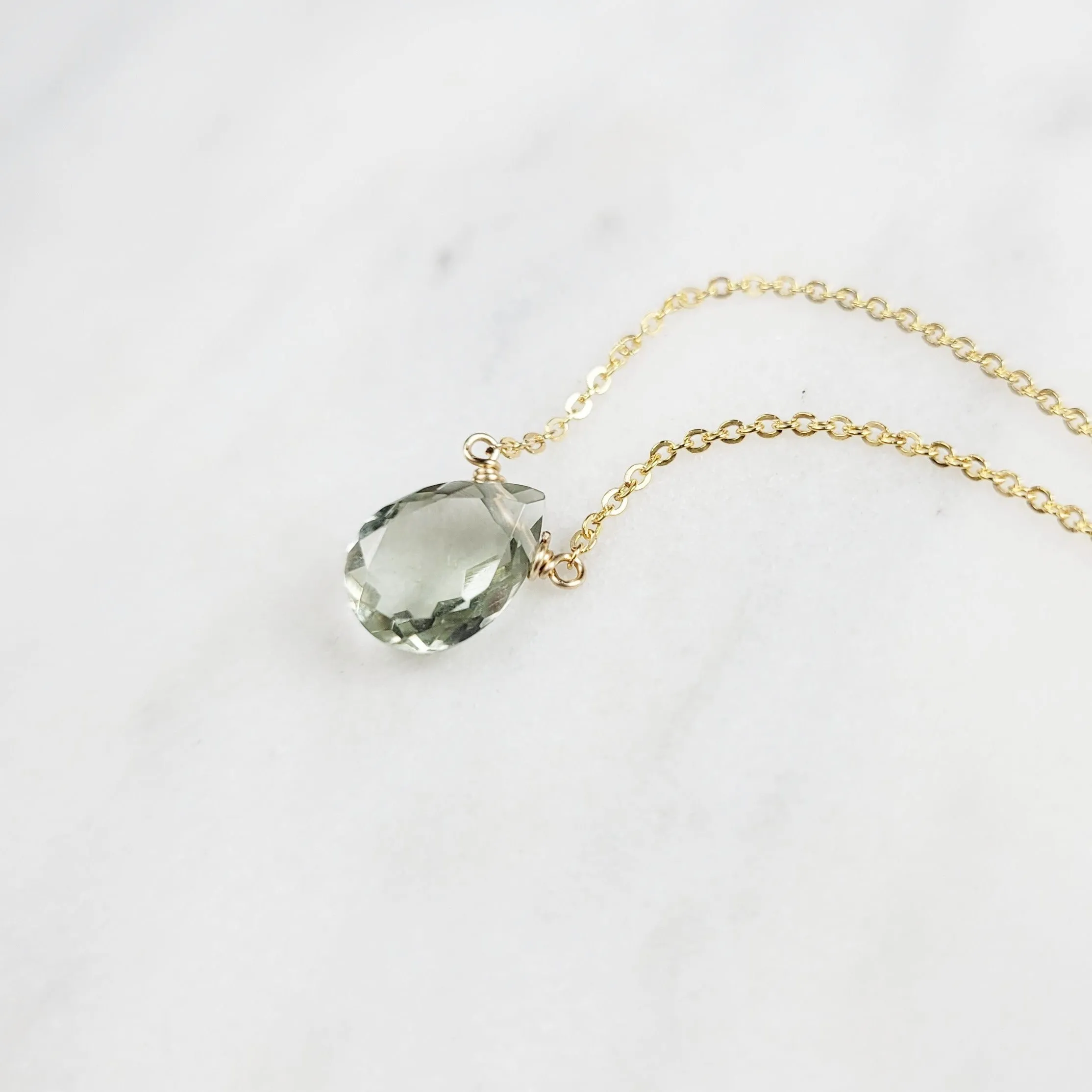 Green Amethyst Briolette Necklace