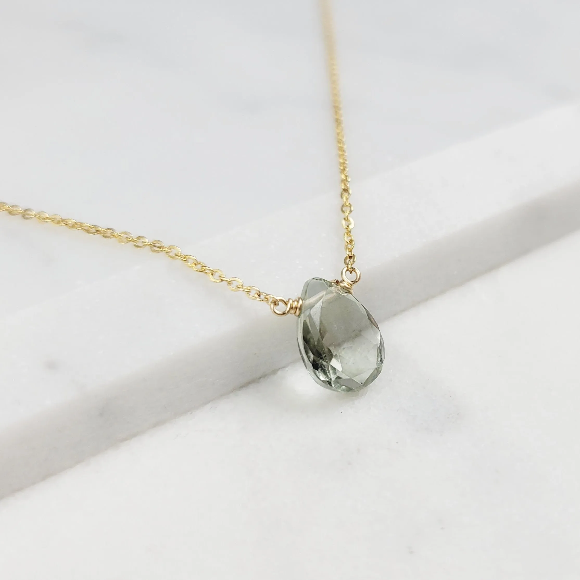 Green Amethyst Briolette Necklace