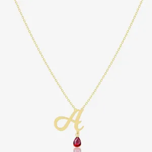 Initial Necklace in Garnet