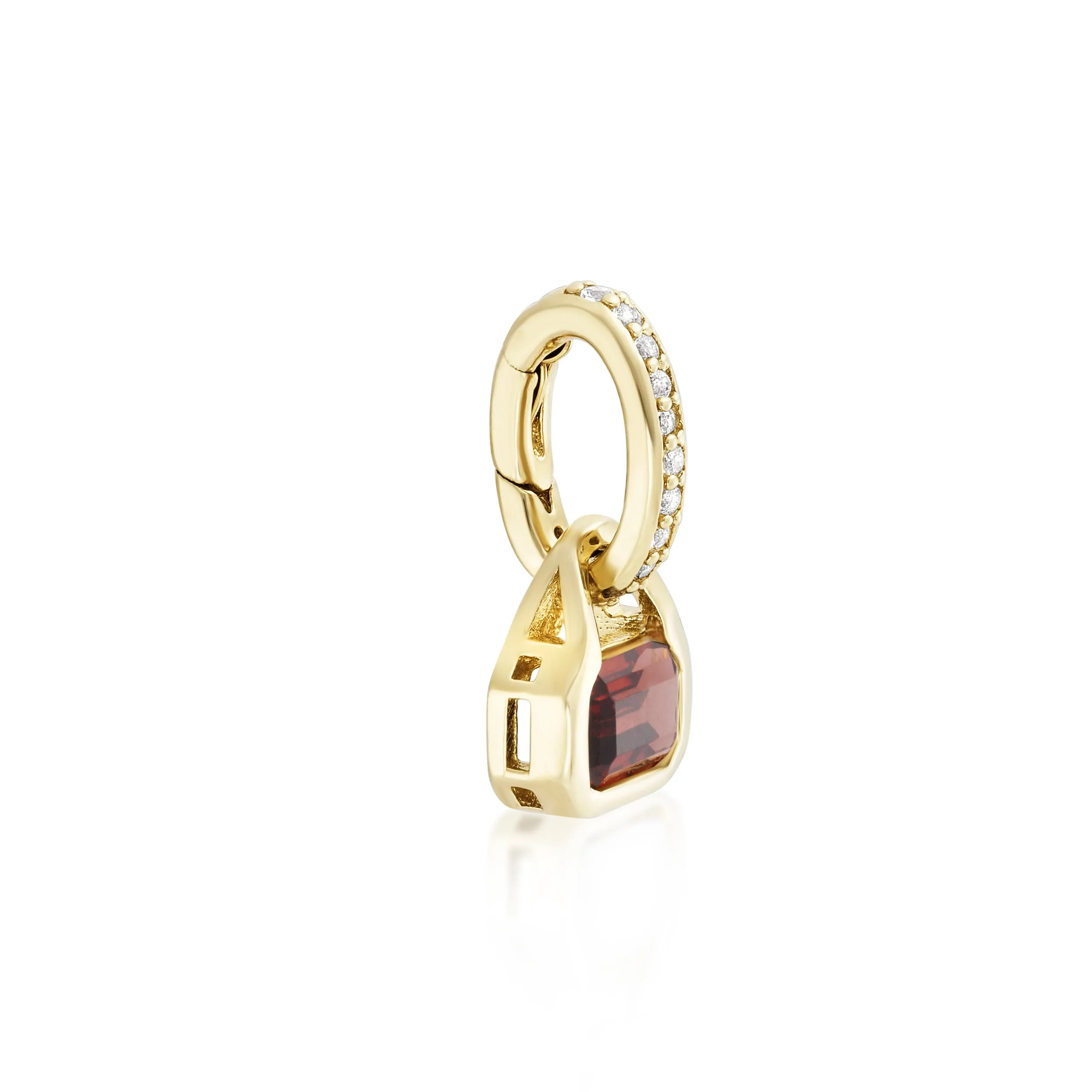 January: Garnet Charm on Carrier Chain