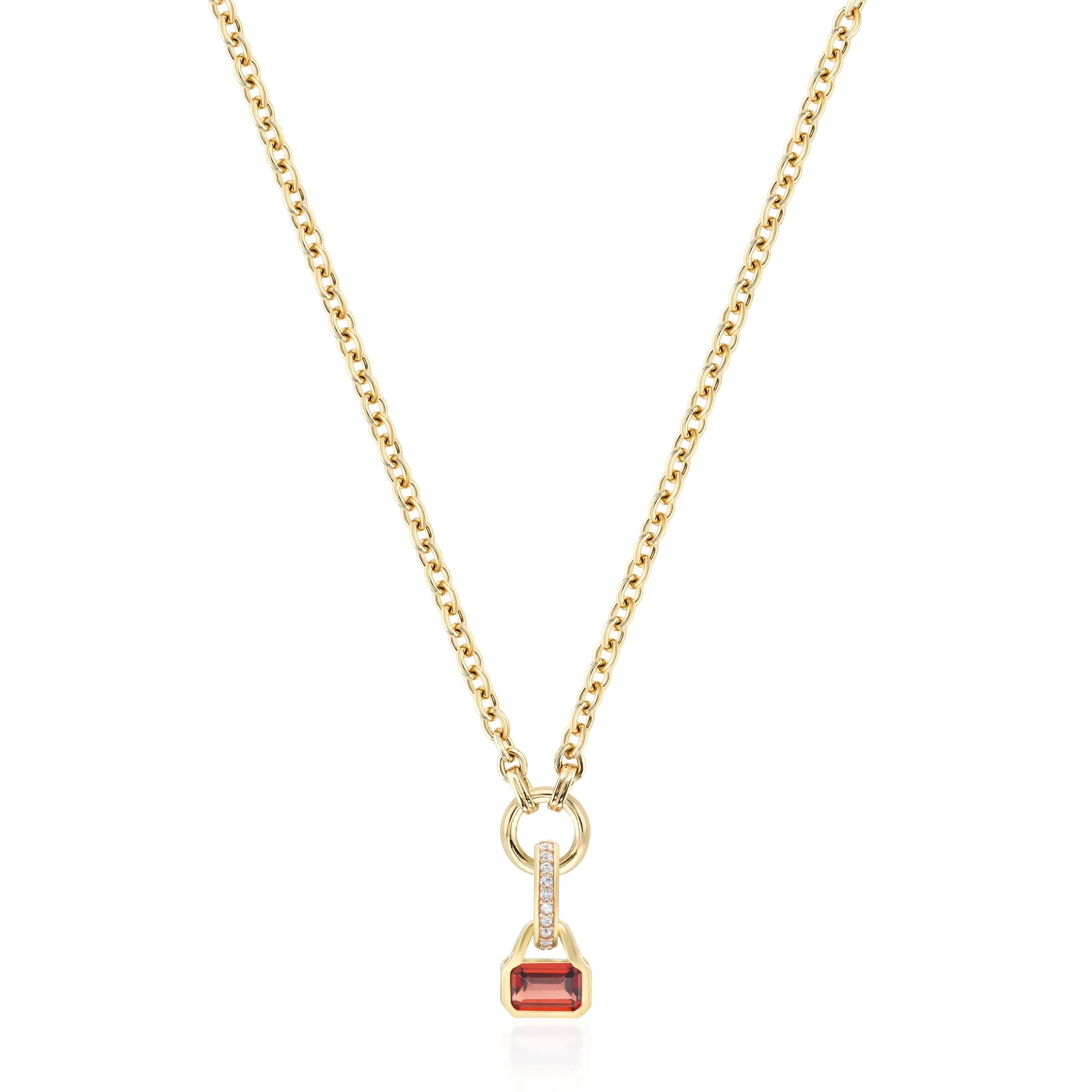 January: Garnet Charm on Carrier Chain
