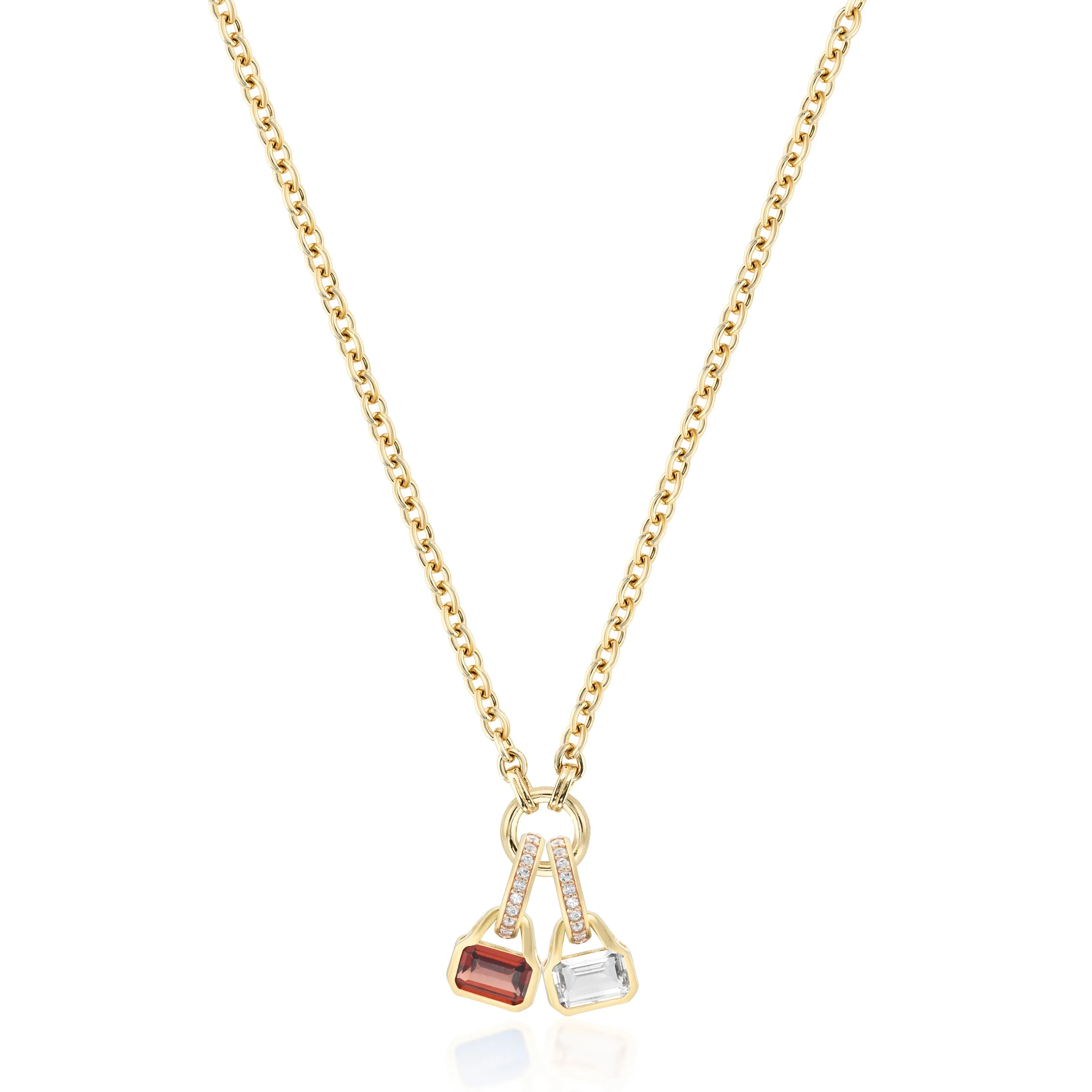January: Garnet Charm on Carrier Chain