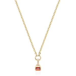 January: Garnet Charm on Carrier Chain