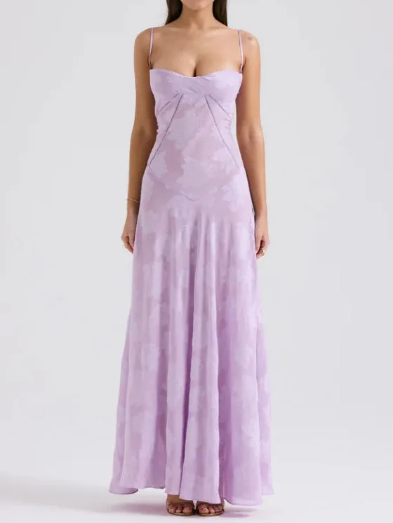 Lilac Spaghetti Straps Elegant Long Party Dress Charming Evening Dress Formal Dress