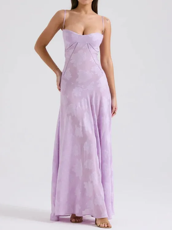Lilac Spaghetti Straps Elegant Long Party Dress Charming Evening Dress Formal Dress