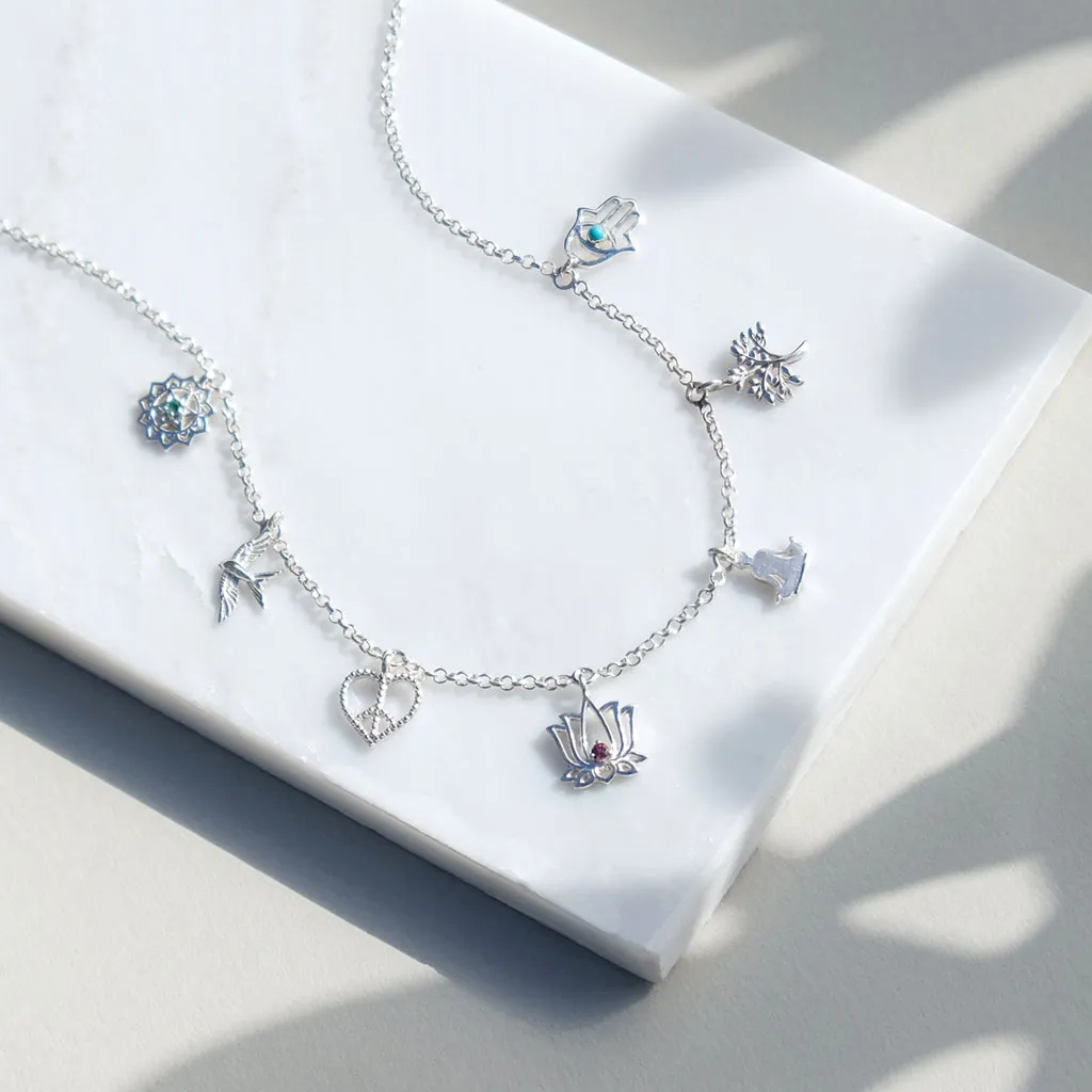 Peace, Love And Freedom Charm Necklace