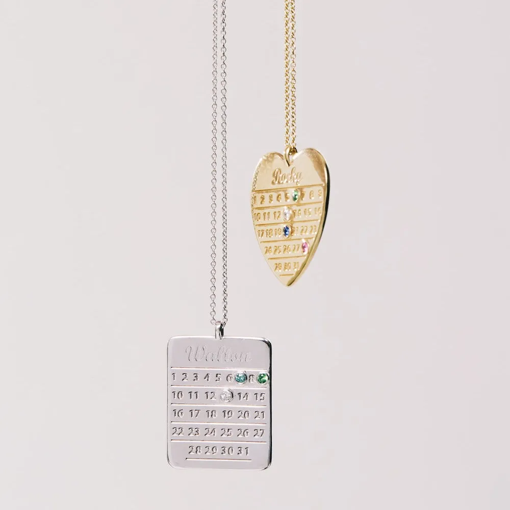 Personalised Diamond Days Calendar Necklace
