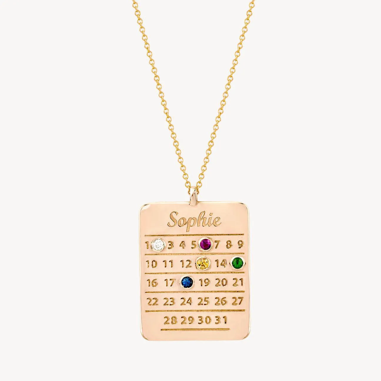 Personalised Diamond Days Calendar Necklace