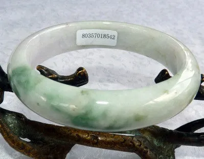 "Smoky Lavender"  Hues, Green Veins Burmese Jadeite Grade A Bangle Bracelet 58.5mm   Certificate (8542)