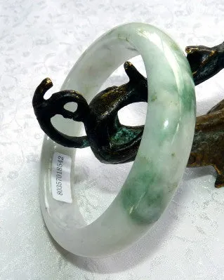 "Smoky Lavender"  Hues, Green Veins Burmese Jadeite Grade A Bangle Bracelet 58.5mm   Certificate (8542)