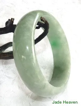 "Smoky Spiritual"  Grey Green  Translucent Elegant Jadeite Jade Bangle Bracelet 55.5mm (JHBB561))