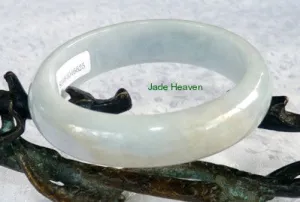 "Soft White Jadeite Bangle with Tiny Hues of Honey    Certificate 57mm (625)