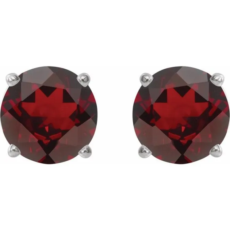 Sterling Silver 6 mm Natural Mozambique Garnet Stud Earrings