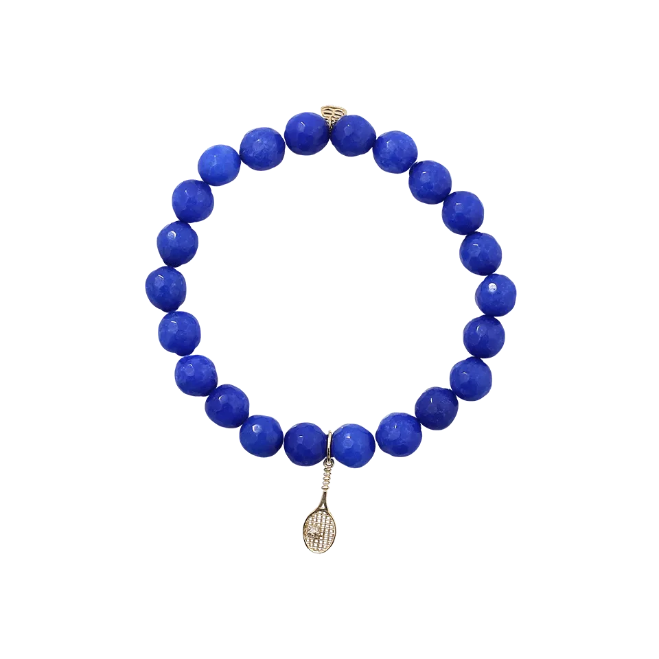 Tennis Raquet Royal Jade Beaded Bracelet