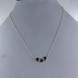 Trillion Cut Natural Garnet Sterling Silver Chain Necklace Jewelry